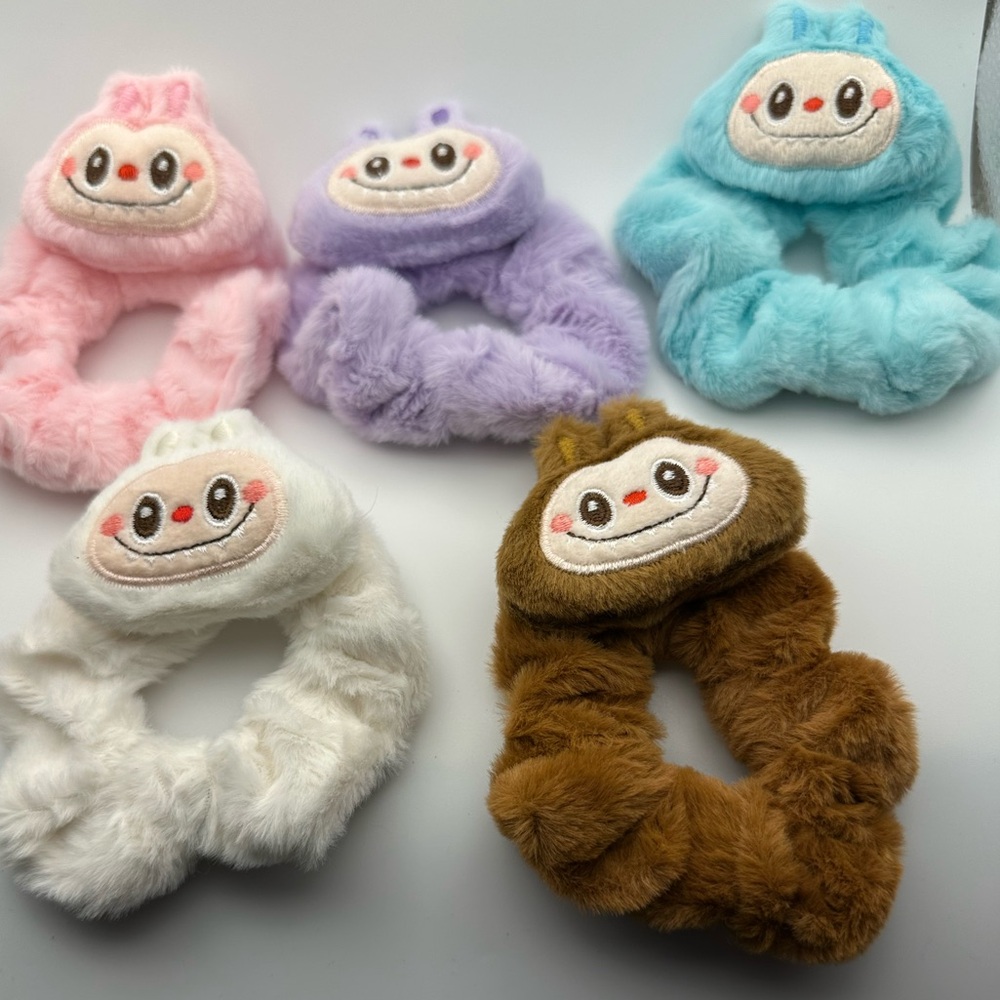 Labubu Plush Hair Ties - white